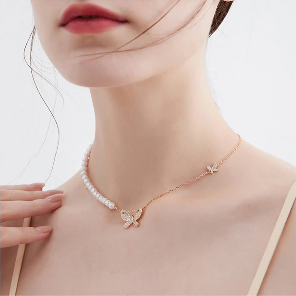 Chaoxian Charming Forest Series Beautiful Double Butterfly pearl Necklace
